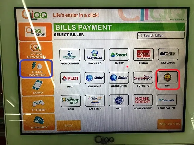 CLiQQ Kiosk to Generate Payment Slip